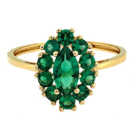 Złoty pierścionek z zielonymi cyrkoniami - obrazek 2