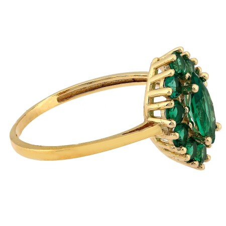 Złoty pierścionek z zielonymi cyrkoniami - obrazek 3