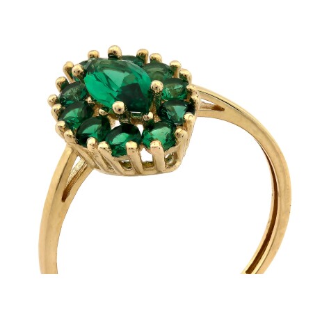 Złoty pierścionek z zielonymi cyrkoniami - obrazek 4