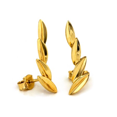 Złote kolczyki sztyfty - listki