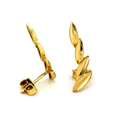 Złote kolczyki sztyfty - listki - obrazek 3