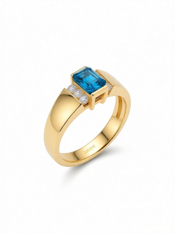 Pierścionek złoty z naturalnym Topaz Swiss - elegancki i wyrazisty