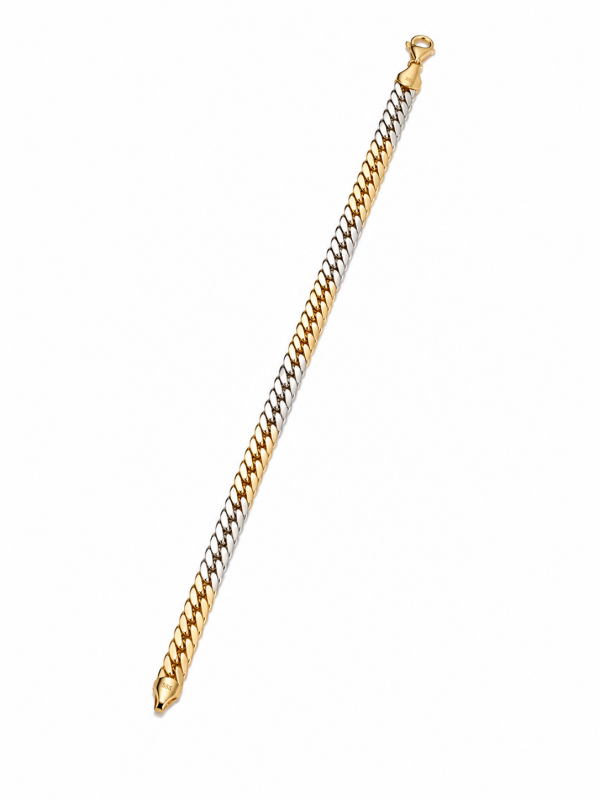 Złota bransoletka 585 - klasyczny splot, elegancka forma -19 cm