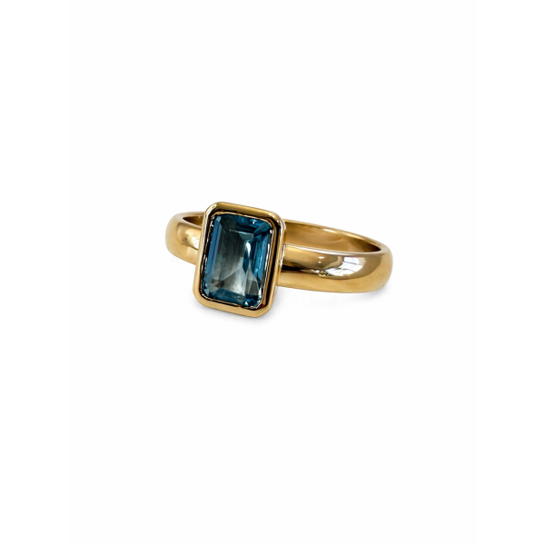 Pierścionek złoty 585 z naturalnym kamieniem Topaz Swiss