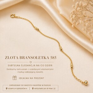 Bransoletka złota 585 kulka – delikatna, elegancka