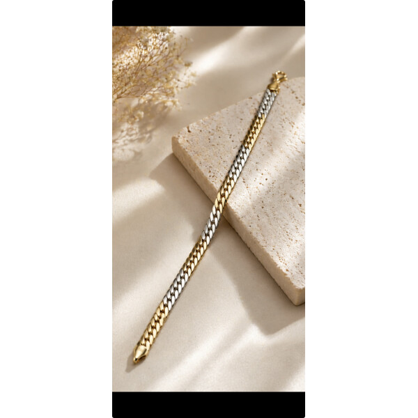Złota bransoletka 585 - klasyczny splot, elegancka forma -19 cm