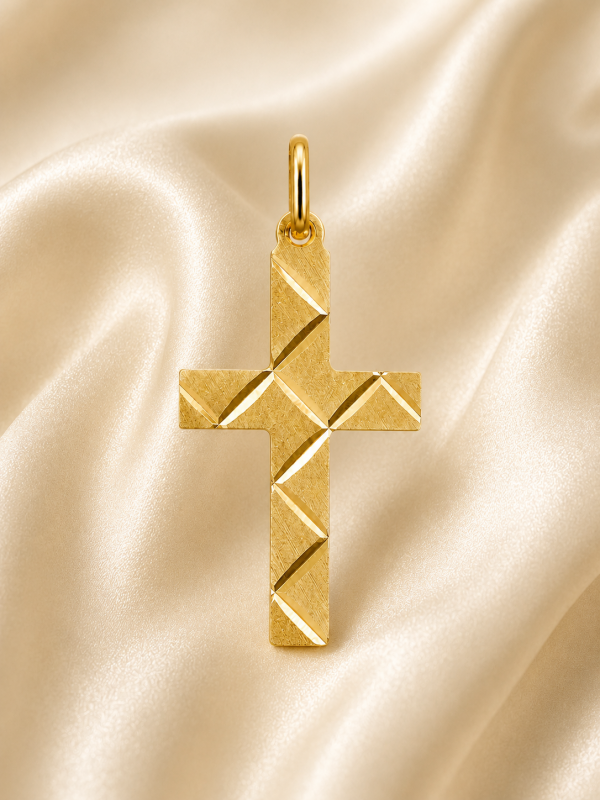 Krzyżyk złoty 585 diamentowany – klasyczny wzór | RUBIN Płock