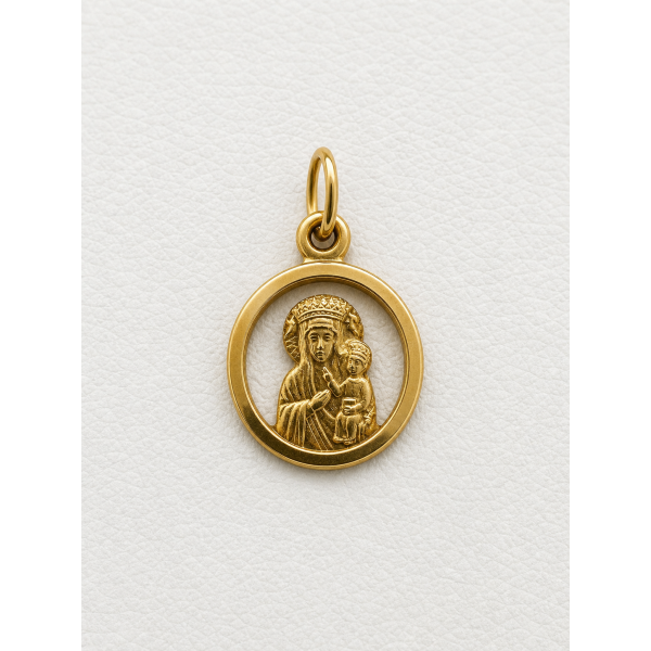 Złoty medalik 585 ażurowy Matka Boska z Dzieciątkiem