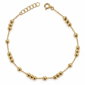 Złota bransoletka 585 z diamentowanymi kuleczkami – 1,43 g