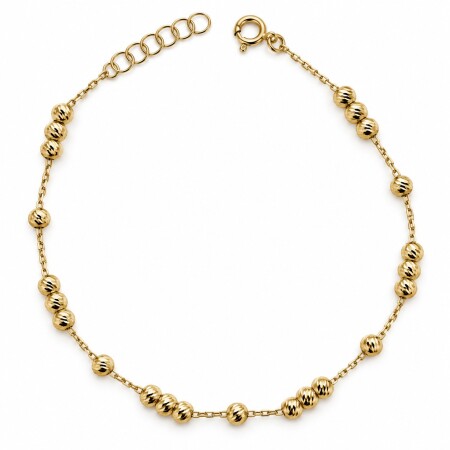 Złota bransoletka 585 z diamentowanymi kuleczkami – 1,43 g