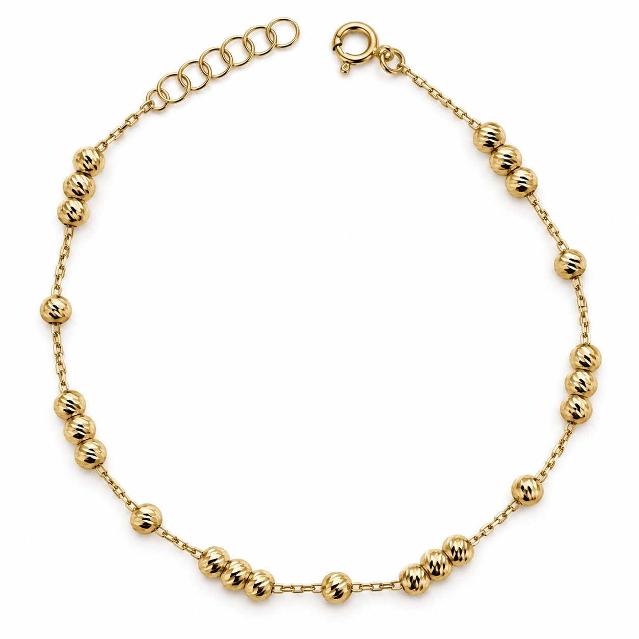 Złota bransoletka 585 z diamentowanymi kuleczkami – 1,43 g