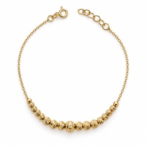 Złota bransoletka 585 z diamentowanymi kulkami – 2,19 g