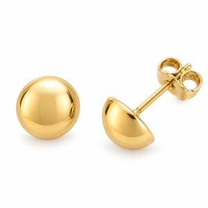 Złote kolczyki półkulki 585 na sztyft - 8,1 mm.