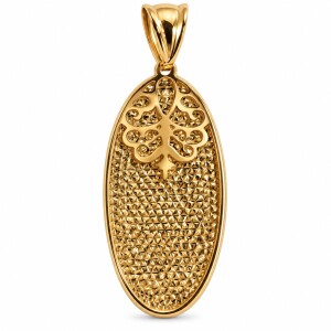 Złota zawieszka 585 owalna ażurowa i diamentowana – 1,37 g