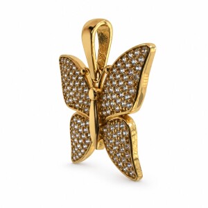 Złota zawieszka 585 motyl z bezbarwnymi cyrkoniami – 3,19 g