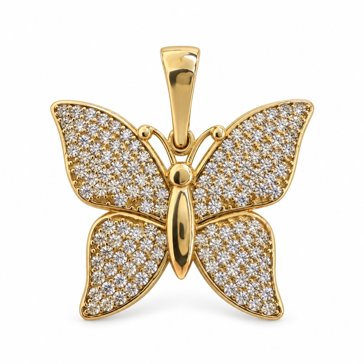 Złota zawieszka 585 motyl z bezbarwnymi cyrkoniami – 3,19 g