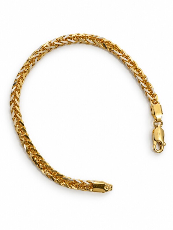 Złota bransoletka 585 diamentowana, splot lisi ogon – 6,43 g