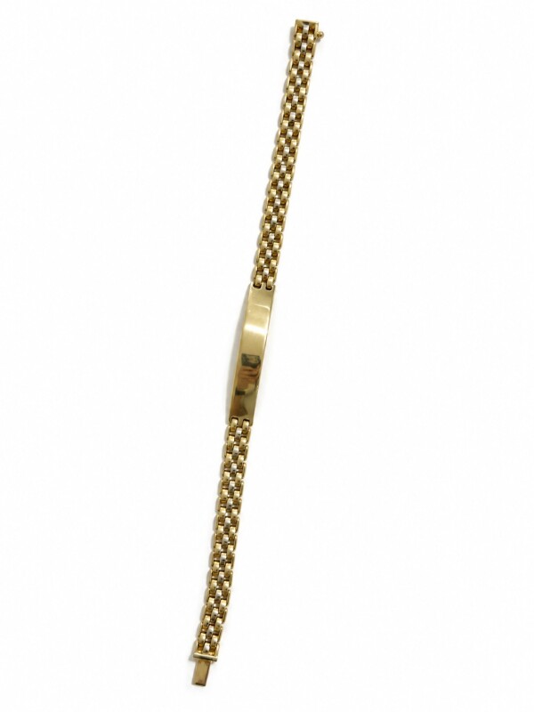 Złota bransoletka 585 z gładką blaszką – 14,4 g, 20 cm