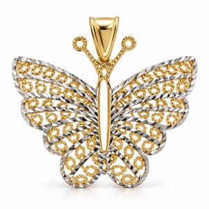 Złota zawieszka 585 ażurowy motyl dwukolorowy – 2,43 g