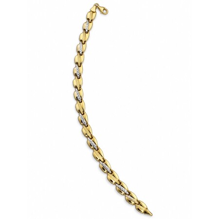 Złota bransoletka 585 dwukolorowa z diamentowanymi elementami – 5,55 g, 19,5 cm