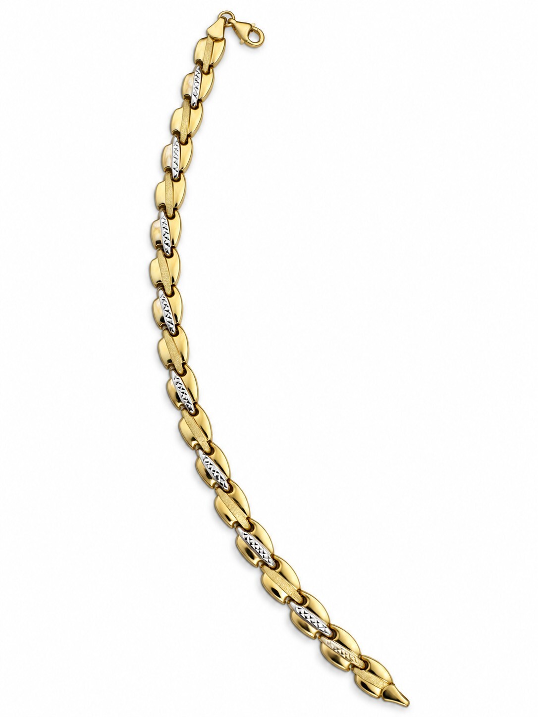 Złota bransoletka 585 dwukolorowa z diamentowanymi elementami – 5,55 g, 19,5 cm