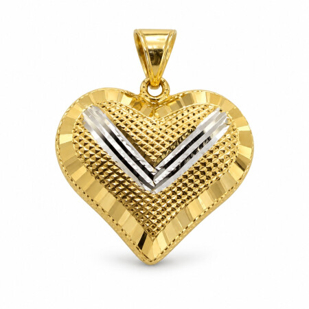 Złota zawieszka 585 wypukłe diamentowane serce – 2,28 g