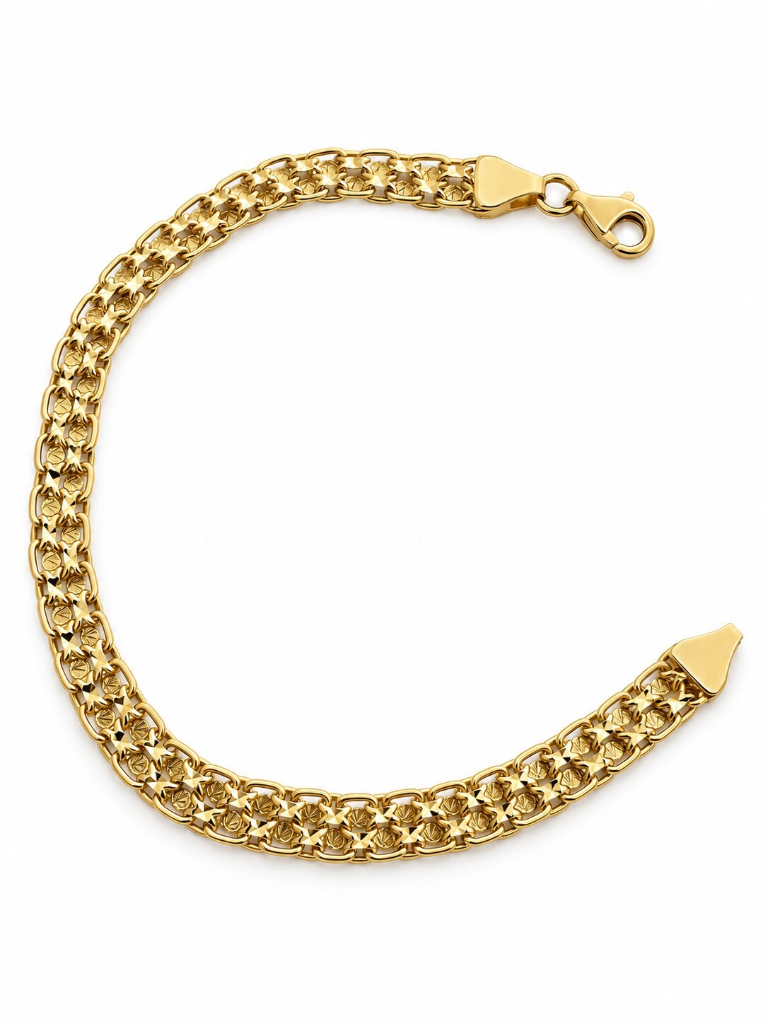 Złota bransoletka 585 z ozdobnym diamentowanym splotem – 4,45 g, 18 cm