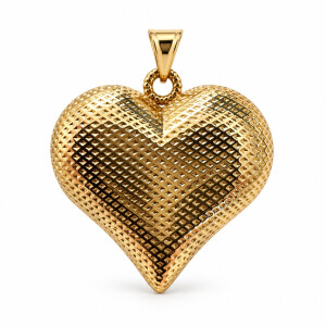 Złota zawieszka 585 wypukłe diamentowane serce – 2,28 g