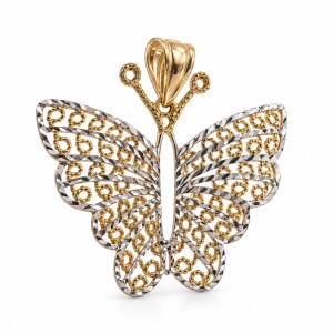 Złota zawieszka 585 ażurowy motyl dwukolorowy – 2,43 g