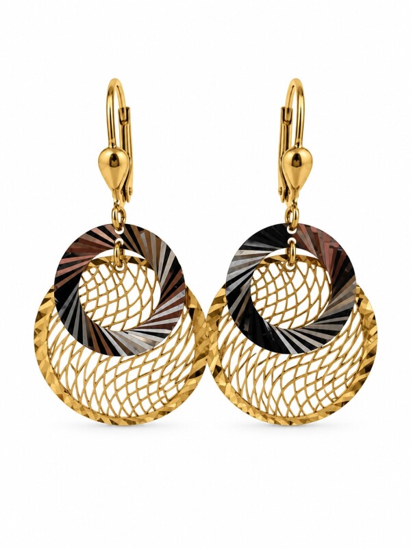 Złote kolczyki 585 dwukolorowe ażurowe koła – 3,04 g